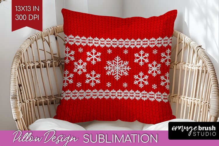 Nordic Christmas Pillow Sublimation - Winter Pillow Cover example image 1