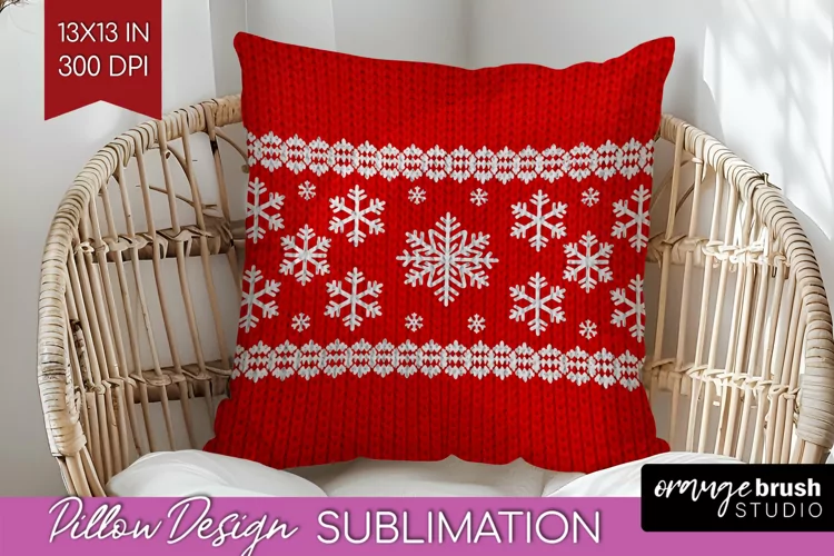 Nordic Christmas Pillow Sublimation - Winter Pillow Cover