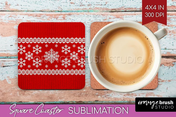 Nordic Christmas Square Coaster - Winter Coaster Sublimation