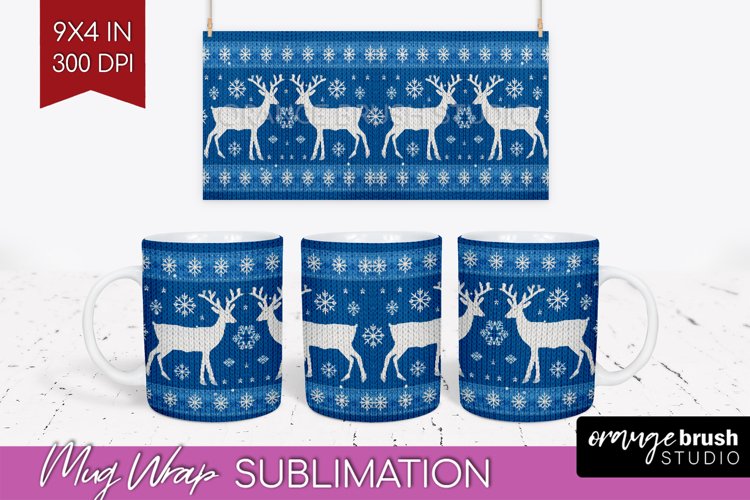 Nordic Christmas Mug Wrap - Winter 15 oz Mug Sublimation example image 1