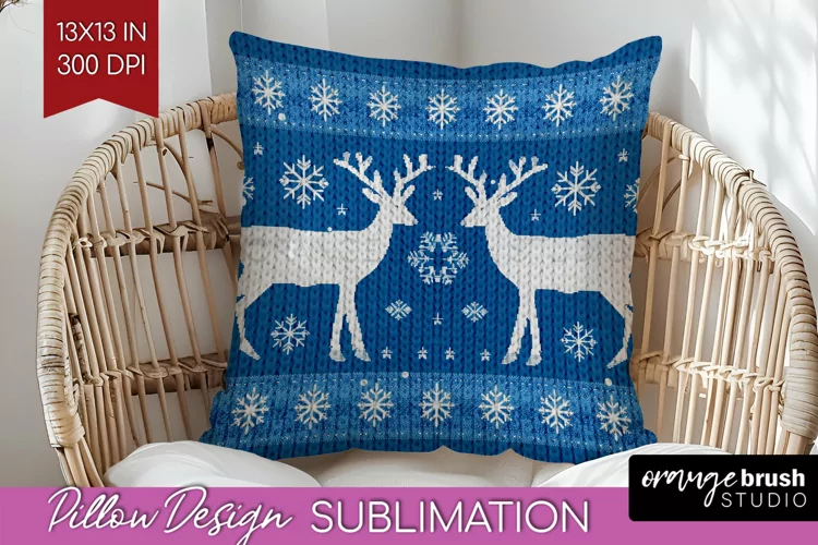 Nordic Christmas Pillow Sublimation - Winter Pillow Cover