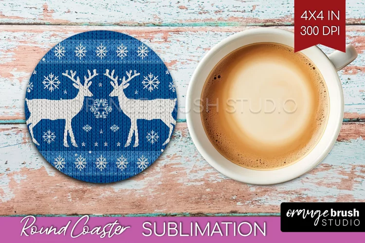 Nordic Christmas Round Coaster - Winter Coaster Sublimation