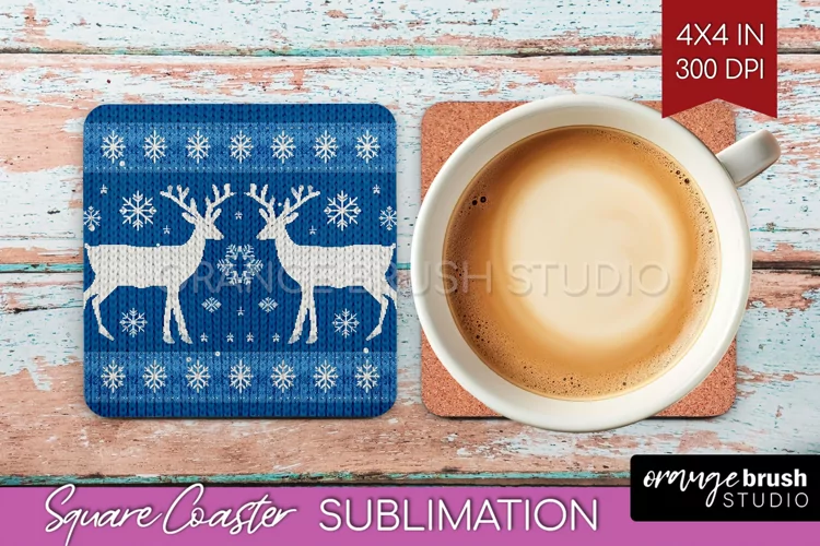 Nordic Christmas Square Coaster - Winter Coaster Sublimation