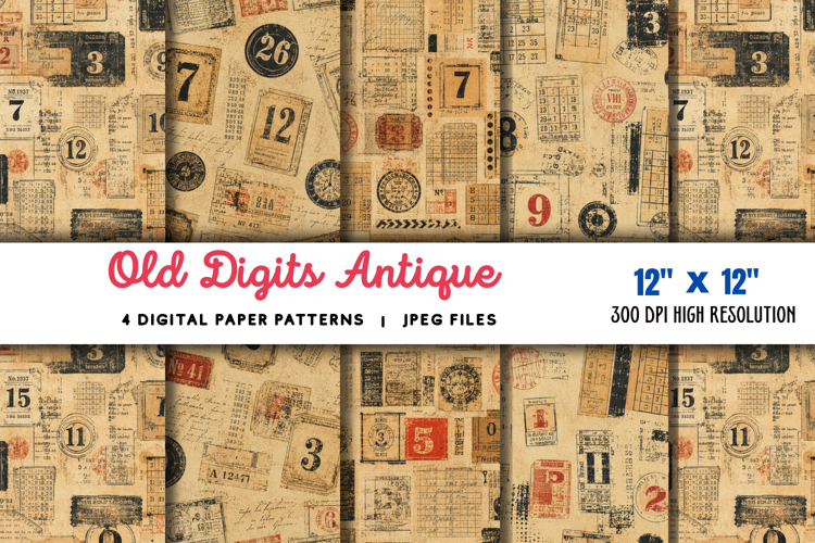 Old Digits Antique Memory Sheet JPG