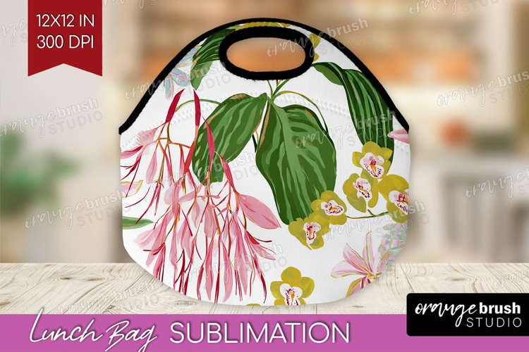 Pastel Flowers Lunch Bag - Summer Lunch Bug PNG Sublimation