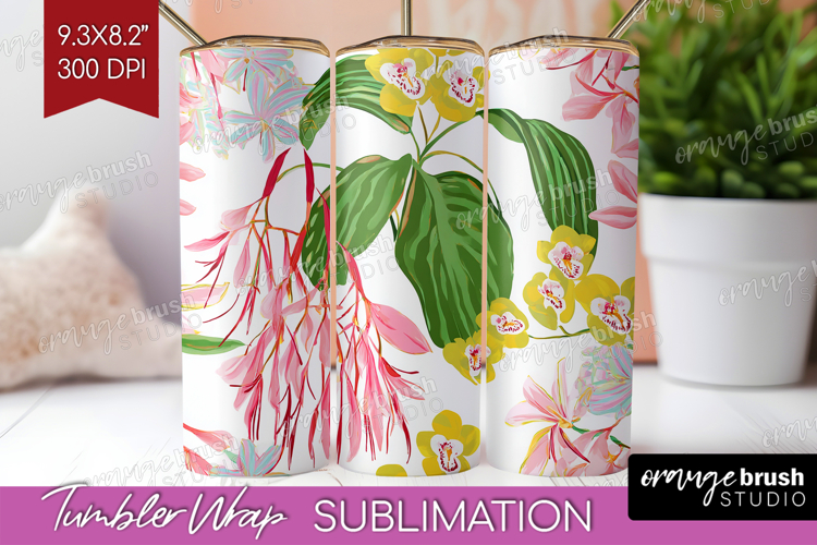Pastel Flowers Tumbler Wrap - Summer Tumbler PNG Sublimation