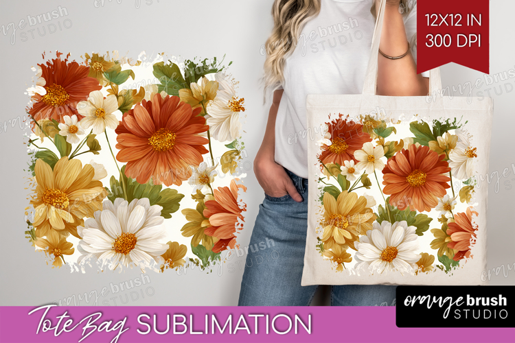 Pastel Flowers Tote Bag - Summer Tote Bag PNG Sublimation
