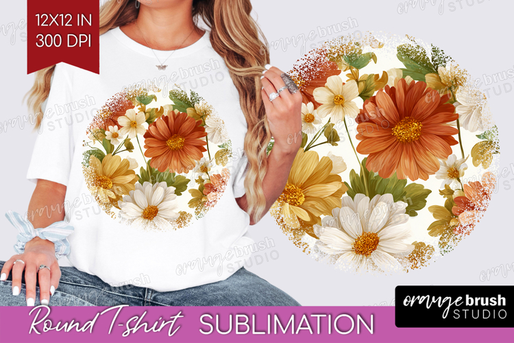 Pastel Flowers Round Tshirt Background - Summer PNG