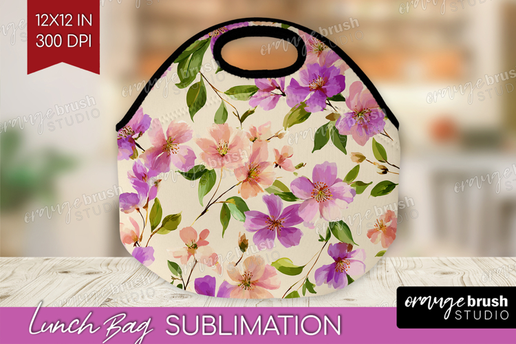 Pastel Flowers Lunch Bag - Summer Lunch Bug PNG Sublimation