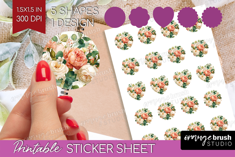 Pastel Flowers Round Sticker - Summer Printable Sticker