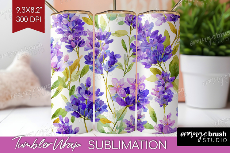 Pastel Flowers Tumbler Wrap - Summer Tumbler PNG Sublimation
