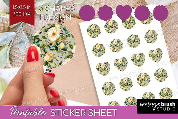 Pastel Flowers Round Sticker - Summer Printable Sticker