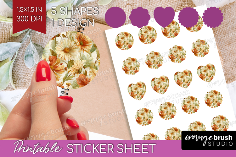 Pastel Flowers Round Sticker - Summer Printable Sticker