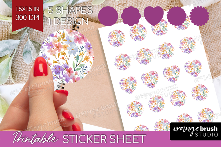 Pastel Flowers Round Sticker - Summer Printable Sticker