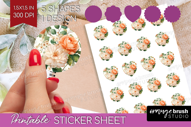 Pastel Flowers Round Sticker - Summer Printable Sticker