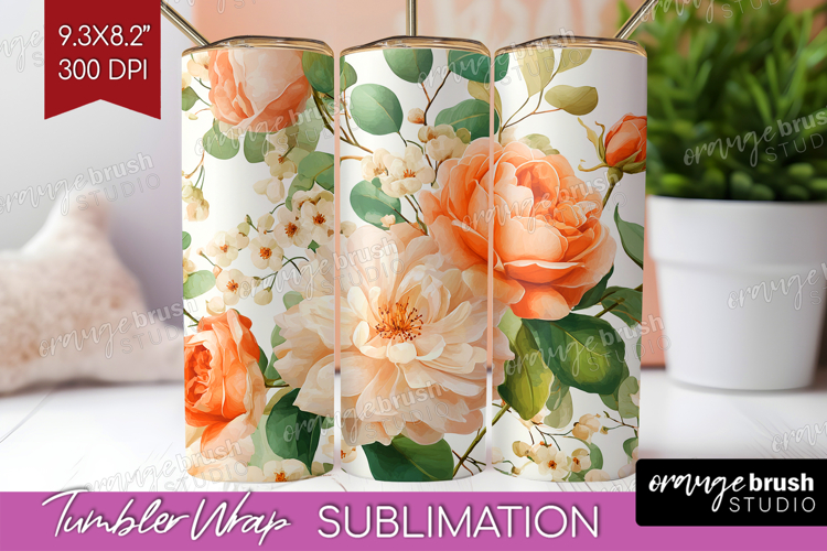 Pastel Flowers Tumbler Wrap - Summer Tumbler PNG Sublimation