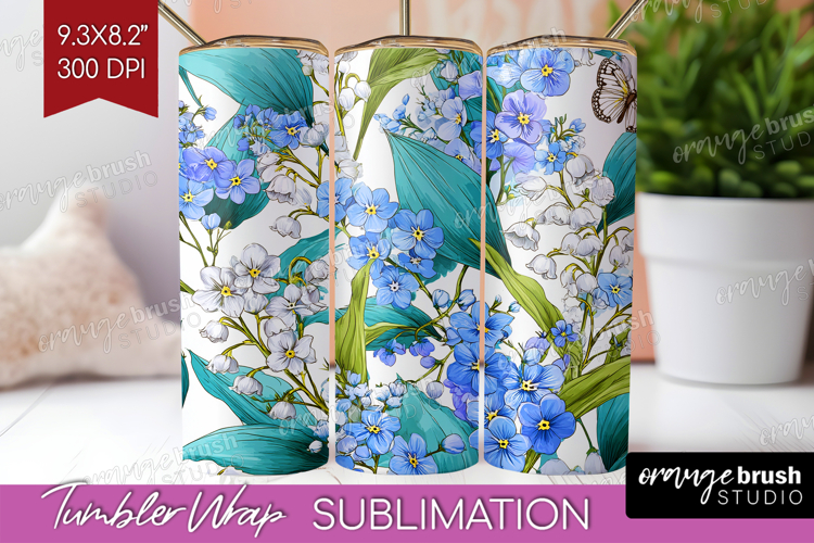 Pastel Flowers Tumbler Wrap - Summer Tumbler PNG Sublimation