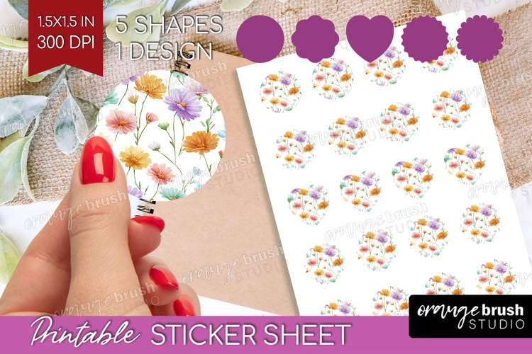 Pastel Flowers Round Sticker - Summer Printable Sticker