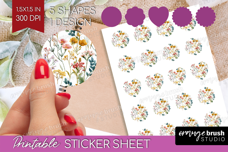 Pastel Flowers Round Sticker - Summer Printable Sticker
