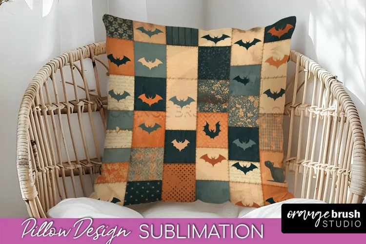 Patchwork Halloween Pillow Sublimation - Ghost Pillow Cover