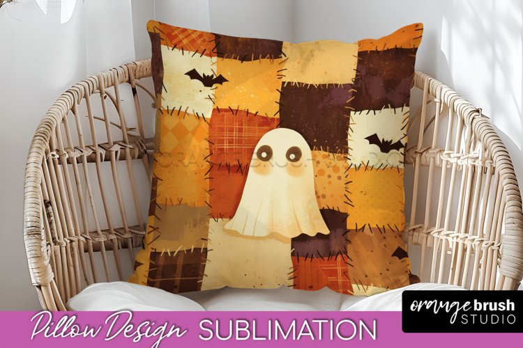 Patchwork Halloween Pillow Sublimation - Ghost Pillow Cover
