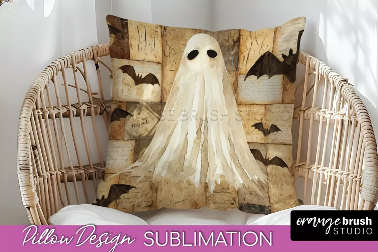 Patchwork Halloween Pillow Sublimation - Ghost Pillow Cover