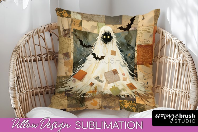 Patchwork Halloween Pillow Sublimation - Ghost Pillow Cover