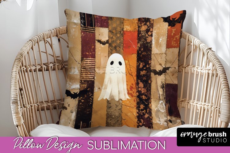 Patchwork Halloween Pillow Sublimation - Ghost Pillow Cover