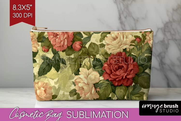 Peony Flowers Cosmetic Bag - Floral Makeup Bag PNG