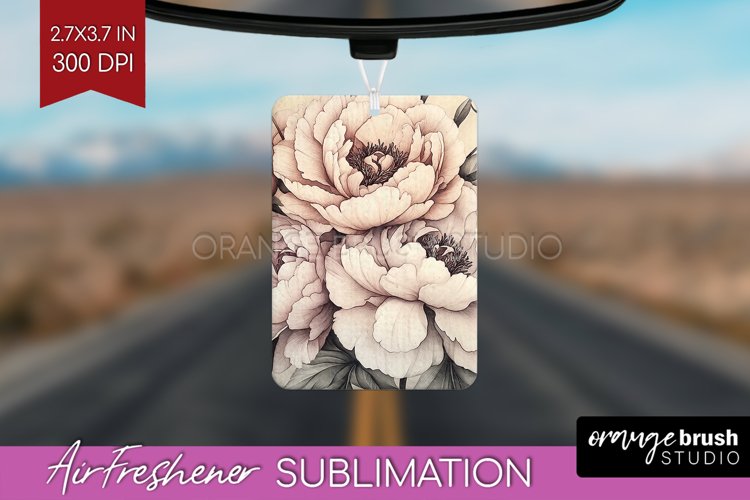 Peony Flowers Air Freshener PNG - Floral PNG Sublimation
