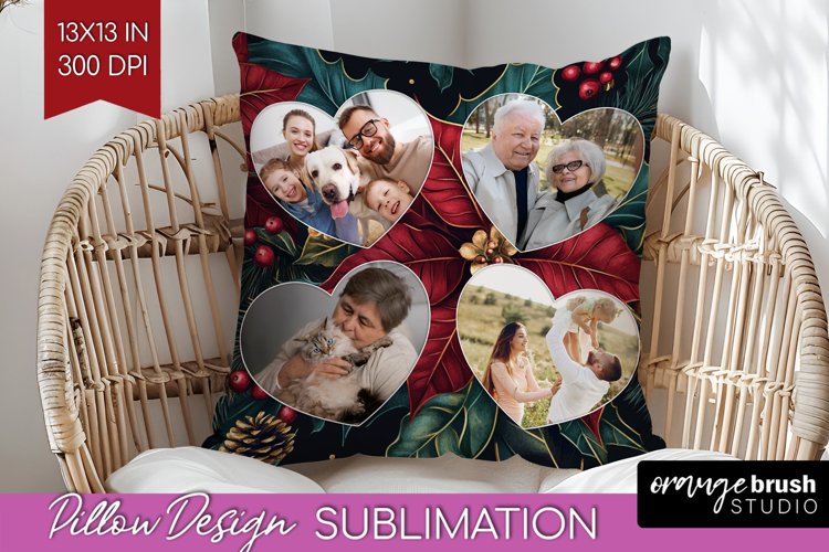 Poinsettia Christmas Photo Pillow PNG - Christmas Poinsettia