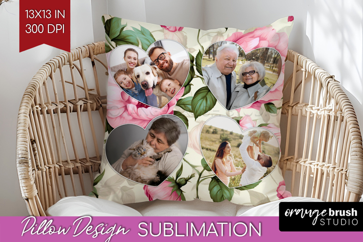 Spring Photo Pillow PNG - Flowers Picture Frame Pillow Cover