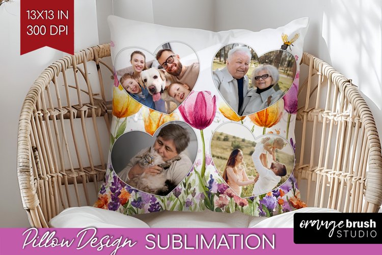 Wildflowers Photo Pillow PNG - Floral Picture Frame Pillow