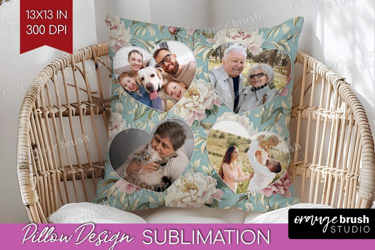 Floral Photo Pillow PNG - Peony Flower Picture Frame Pillow