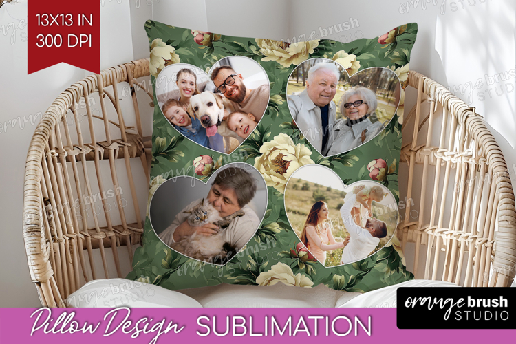 Floral Photo Pillow PNG - Peony Flower Picture Frame Pillow