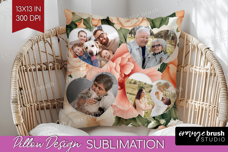 Floral Photo Pillow PNG - Peony Flower Picture Frame Pillow