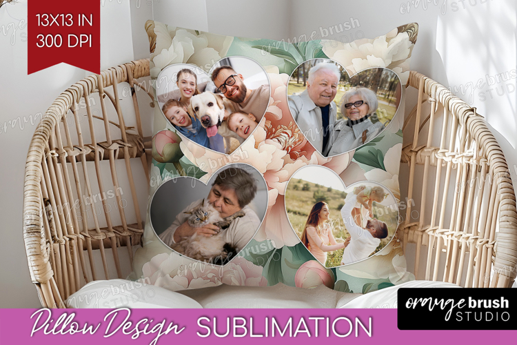 Floral Photo Pillow PNG - Peony Flower Picture Frame Pillow