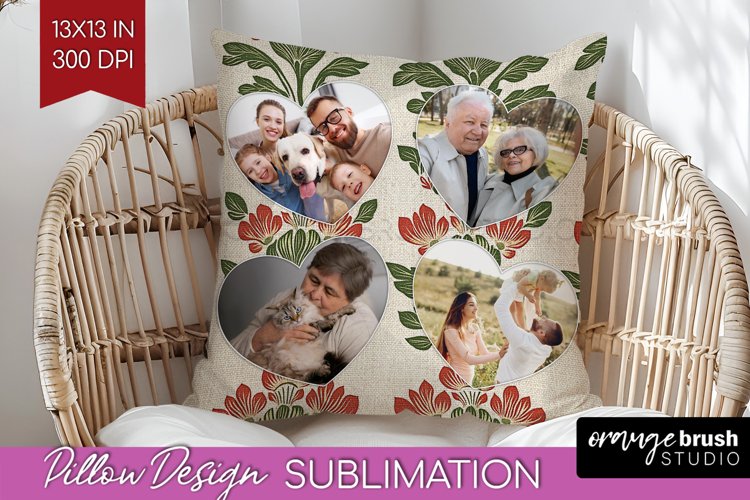 Flowers Photo Pillow PNG - Vintage Floral Picture Frame