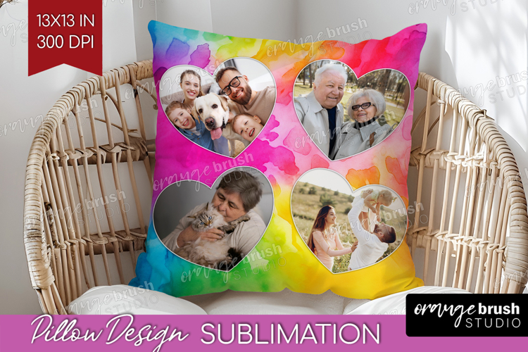 Tie Dye Photo Pillow PNG - Rainbow Picture Frame Pillow