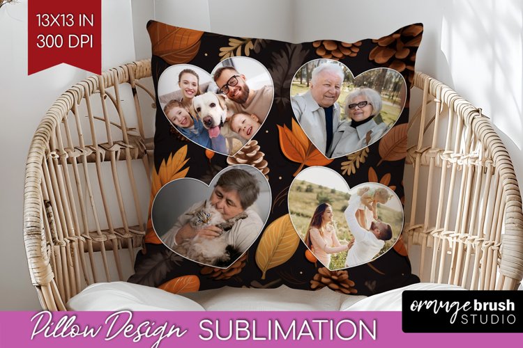 Autumn Photo Frame Pillow Sublimation - Add Your Picture example image 1