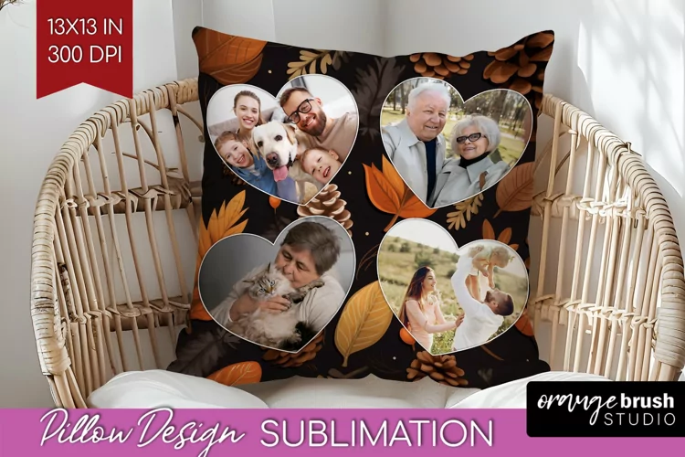 Autumn Photo Frame Pillow Sublimation - Add Your Picture