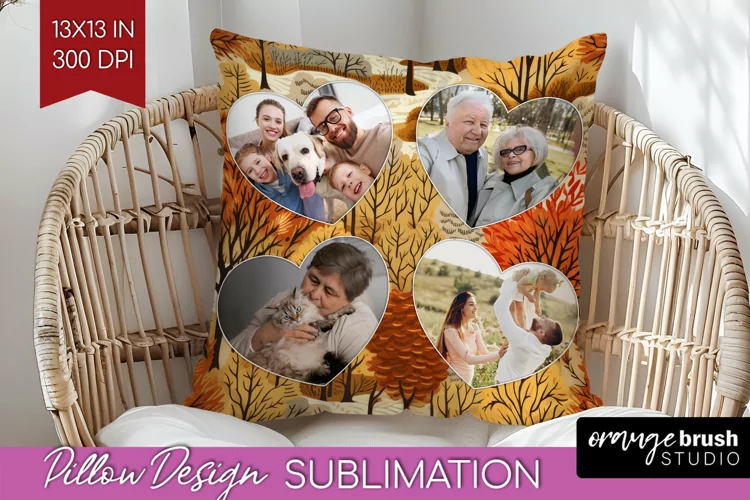 Autumn Photo Frame Pillow Sublimation - Add Your Picture