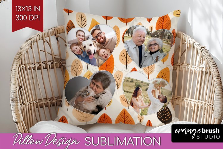 Autumn Photo Frame Pillow Sublimation - Add Your Picture example image 1