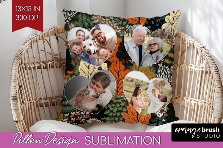 Autumn Photo Frame Pillow Sublimation - Add Your Picture example image 1