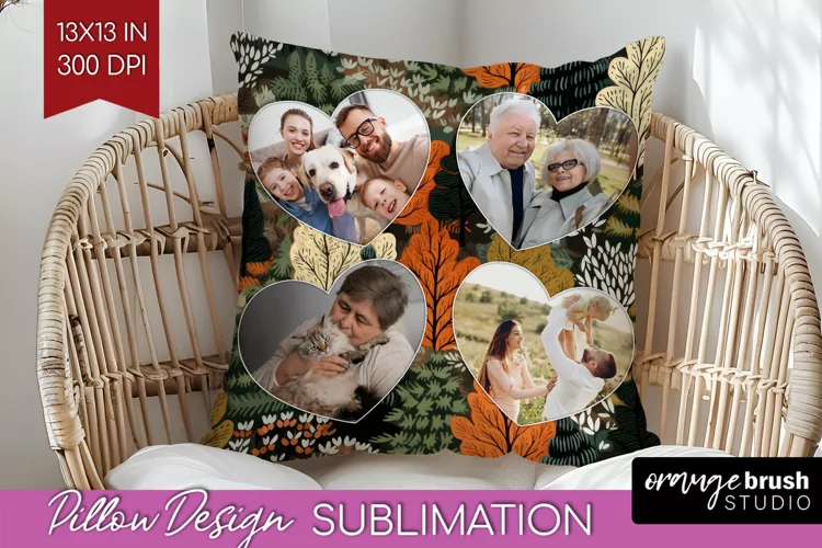 Autumn Photo Frame Pillow Sublimation - Add Your Picture