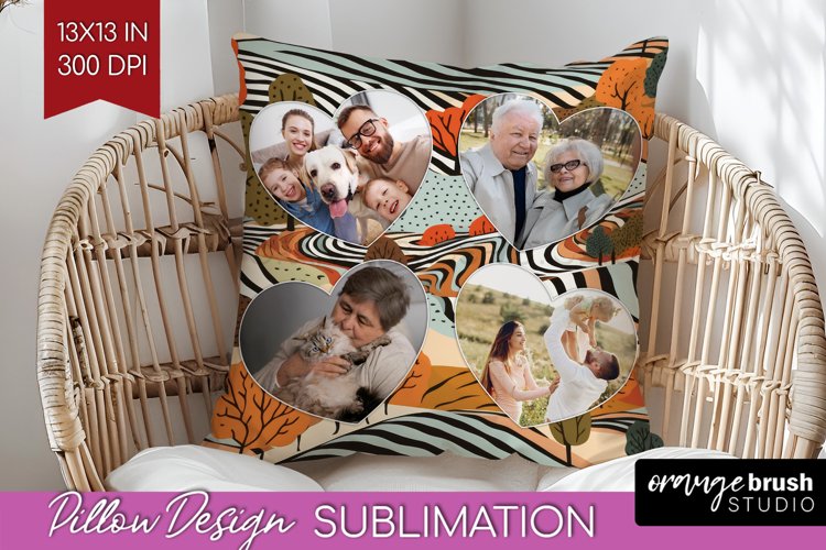 Autumn Photo Frame Pillow Sublimation - Add Your Picture example image 1