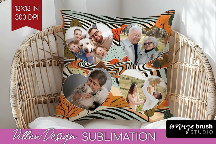 Autumn Photo Frame Pillow Sublimation - Add Your Picture