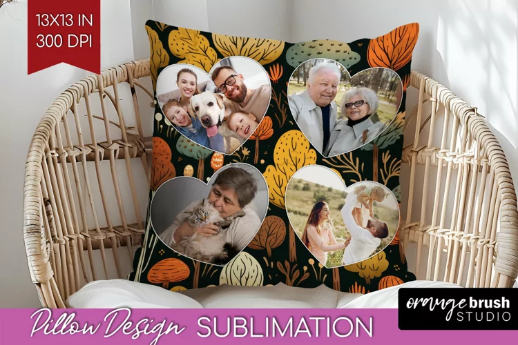 Autumn Photo Frame Pillow Sublimation - Add Your Picture