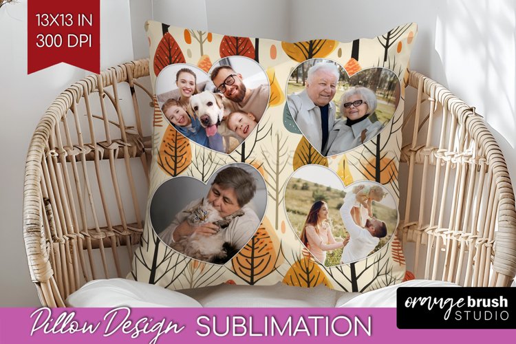 Autumn Photo Frame Pillow Sublimation - Add Your Picture example image 1