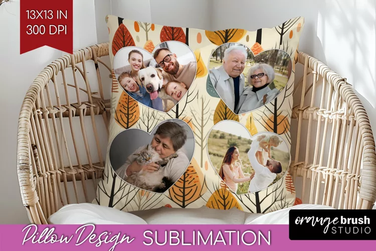 Autumn Photo Frame Pillow Sublimation - Add Your Picture